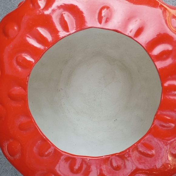 Ceramic Strawberry Cookie Jar or Canister, Red & Green, Colorful Decor - Picture 5 of 5